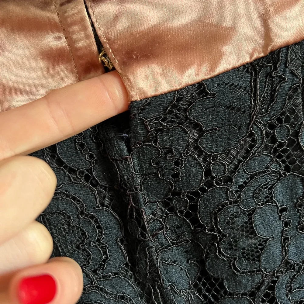 Vinrage Black Rhinestone Lace And Satin Dress / 50s / 60s VLV VTG - Picture 6 of 9